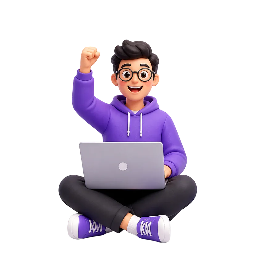 SEO specialist celebrating growing search rankings on a laptop
