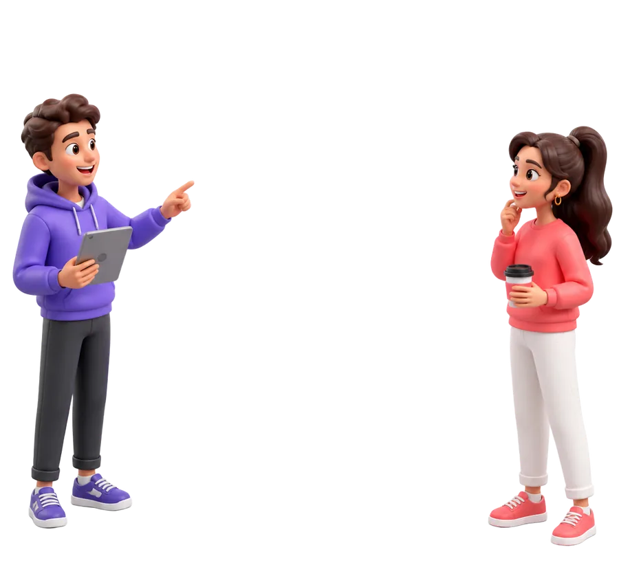 Two marketers reviewing an SEO analytics dashboard
